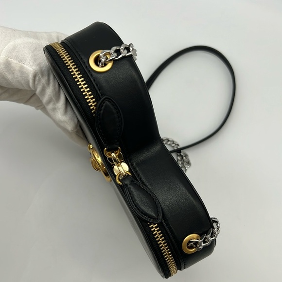 Rebecca Minkoff Heart Crossbody Bag Black Gold Silver - Picture 7 of 16